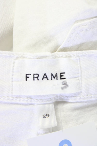 Frame Womens Cotton Denim Flat Front Mid Rise Straight Leg Jeans White Size 29