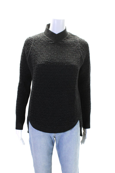 Theyskens Theory Womens Charcoal Wool Mock Neck Zip Back Sweater Top Size P