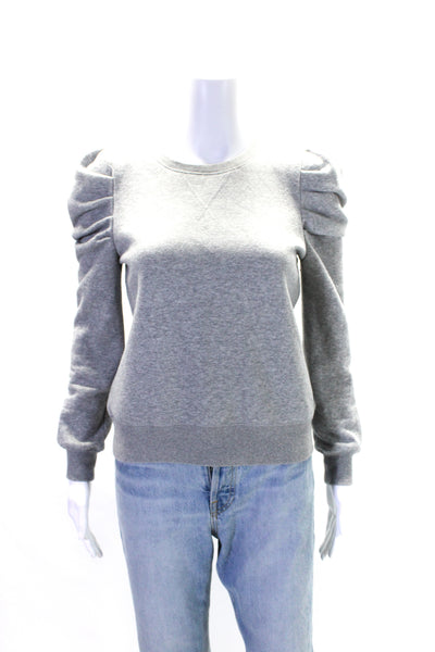 Rebecca Minkoff Womens Gray Cotton Crew Neck Puff Long Sleeve Sweatshirt Size XS