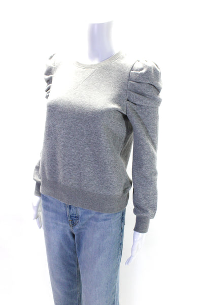 Rebecca Minkoff Womens Gray Cotton Crew Neck Puff Long Sleeve Sweatshirt Size XS