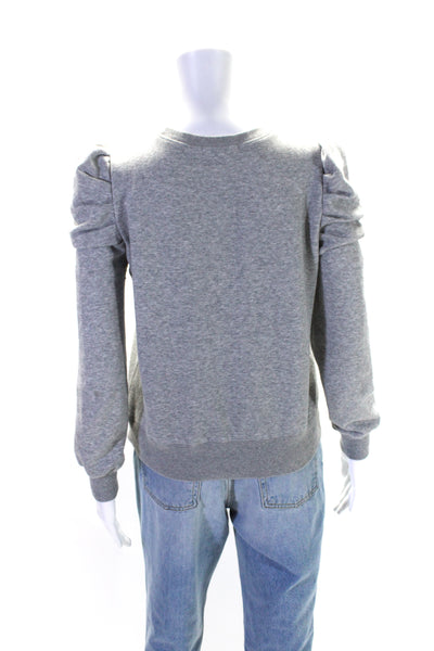 Rebecca Minkoff Womens Gray Cotton Crew Neck Puff Long Sleeve Sweatshirt Size XS