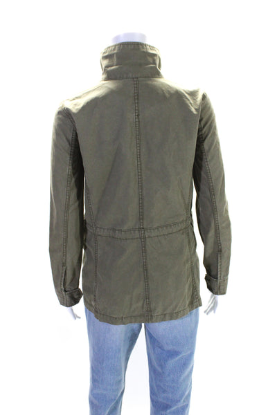 Madewell Womens Olive Green Cotton Full Zip Long Sleeve Parka Jacket Size XS