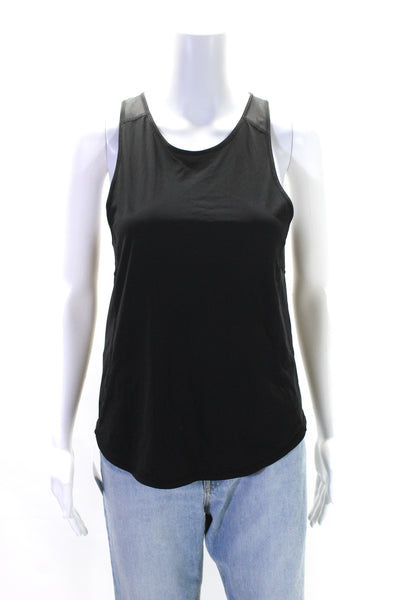 Lululemon Womens Black Mesh Trim Scoop Neck Sleeveless Active Tank Top Size 2