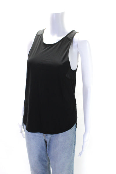 Lululemon Womens Black Mesh Trim Scoop Neck Sleeveless Active Tank Top Size 2