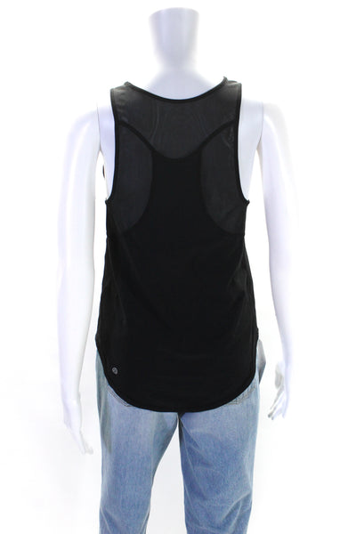 Lululemon Womens Black Mesh Trim Scoop Neck Sleeveless Active Tank Top Size 2