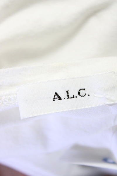 A.L.C. Womens White Cotton Crew Neck Puff Long Sleeve Blouse Top Size XS