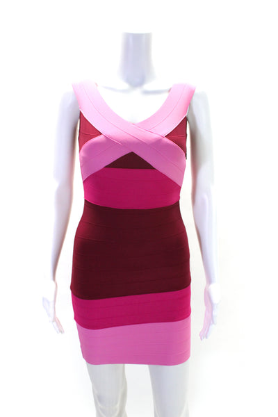 Superdown Womens Pink Color Block Off Shoulder Sleeveless Bodycon Dress Size XS