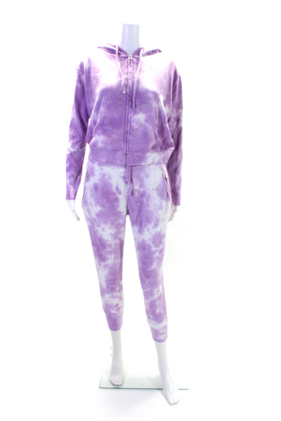 Sincerely Jules Womens Pink Tie Dye Distress Zip Hoodie Sweatpants Set Size XS S