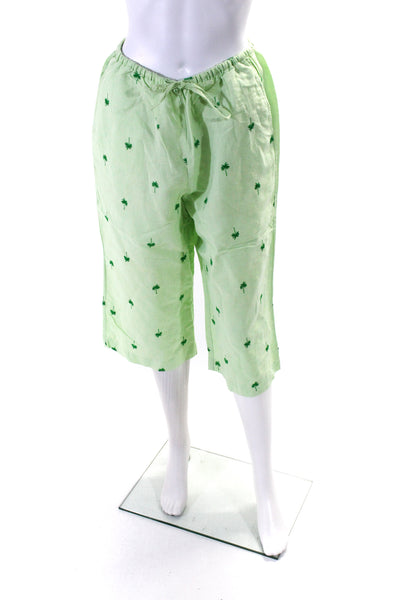 Lilly Pulitzer Womens High Rise Drawstring Palm Tree Capri Pants Green Medium