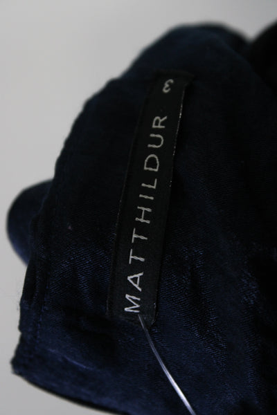 Matthildur Womens Back Zip Midi Satin A Liner Skirt Navy Blue Size 3