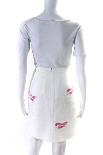 Skirtin Around Womens Back Zip Knee Length Lobster Pencil Skirt White Size 10