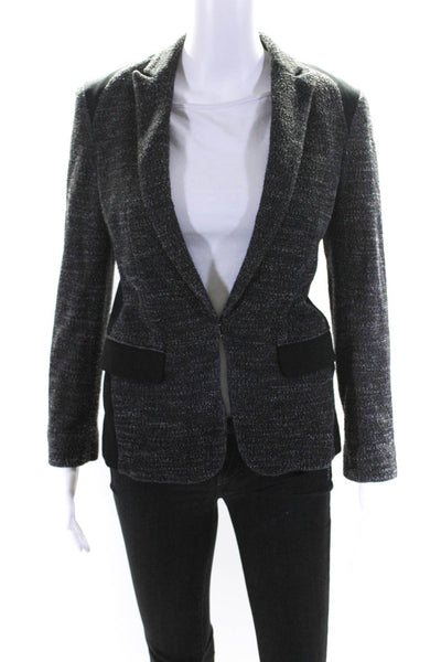 Rag & Bone Womens Cotton Tweed Long Sleeve Open Front Blazer Jacket Black Size 0