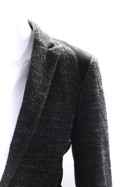 Rag & Bone Womens Cotton Tweed Long Sleeve Open Front Blazer Jacket Black Size 0