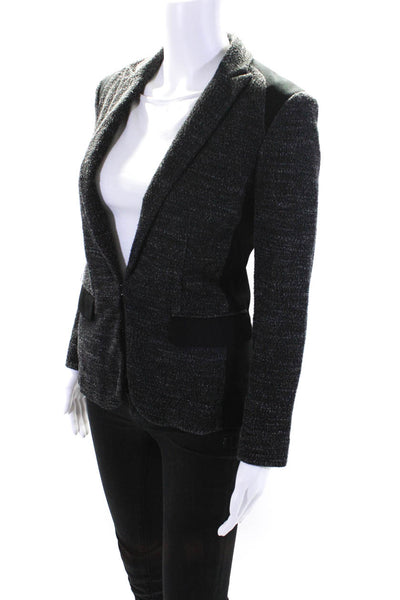 Rag & Bone Womens Cotton Tweed Long Sleeve Open Front Blazer Jacket Black Size 0