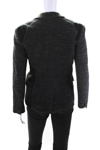 Rag & Bone Womens Cotton Tweed Long Sleeve Open Front Blazer Jacket Black Size 0