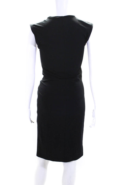 Helmut Lang Womens Black Scoop Neck Pleated Detail Sleeveless Shift Dress SizeXS