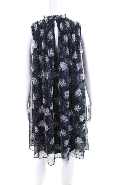 Joie Womens Dark Blue Printed Ruffle Crew Neck Sleeveless A-Line Dress Size XS