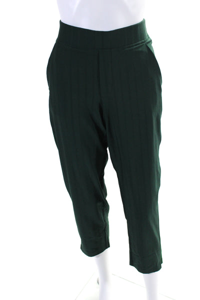 Athleta Womens Ribbed Trim Pull On High Rise Pants Emerald Green Size 6 Petite