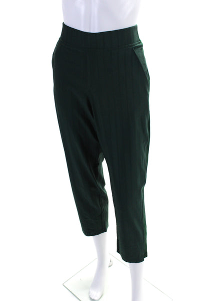 Athleta Womens Ribbed Trim Pull On High Rise Pants Emerald Green Size 6 Petite