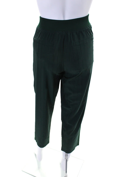 Athleta Womens Ribbed Trim Pull On High Rise Pants Emerald Green Size 6 Petite