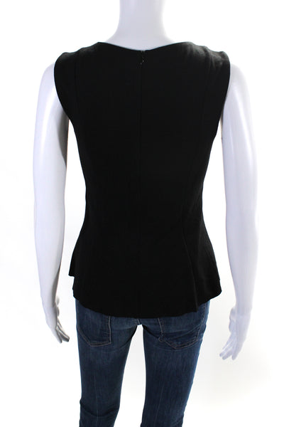 Bailey 44 Women's Sleeveless Lined Faux Leather Trim Blouse Black Size M