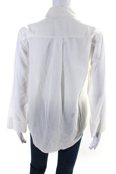 Alice + Olivia Women's Collared Long Sleeves Button Down Shirt White Size S