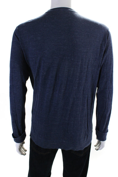 Vince Men's Round Neck Long Sleeves Basic T-Shirt Navy Blue Size XL