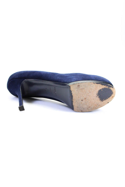 Yves Saint Laurent Womens Tribute Slip On Stiletto Pumps Navy Suede 41.5 11.5