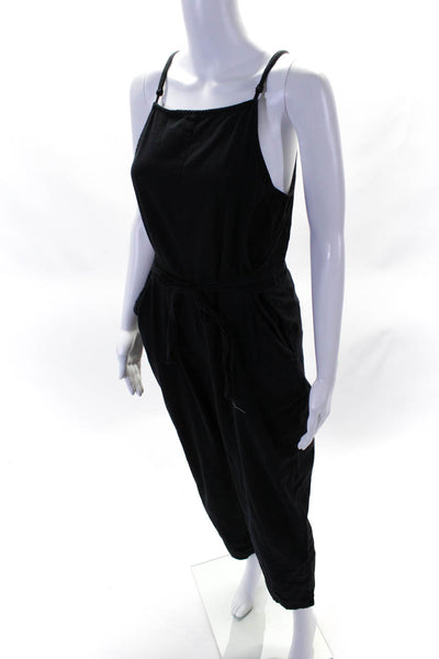 Blank NYC Womens Cotton Strappy Sleeveless Belted Tapered Jumpsuit Black Size M