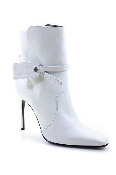 Off-White Leather Zip Tie Booties in White Size 39 from eBay Endless Runway