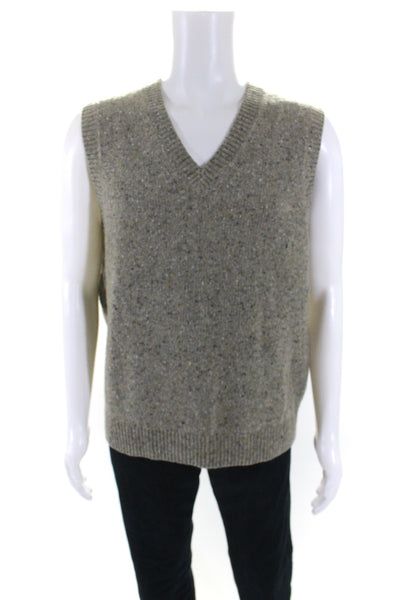 Alex Mill Mens Brown Merino Wool V-Neck Sleeveless Sweater Vest Top Size L