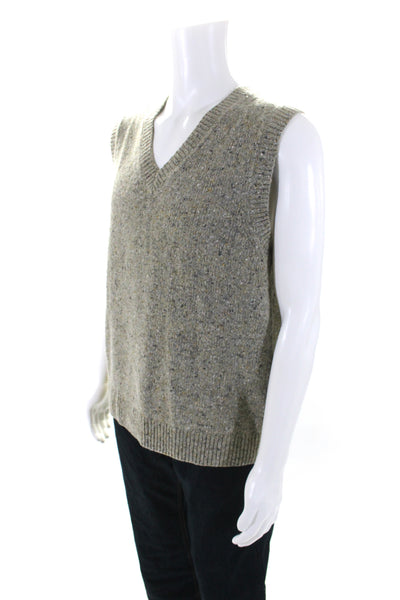 Alex Mill Mens Brown Merino Wool V-Neck Sleeveless Sweater Vest Top Size L