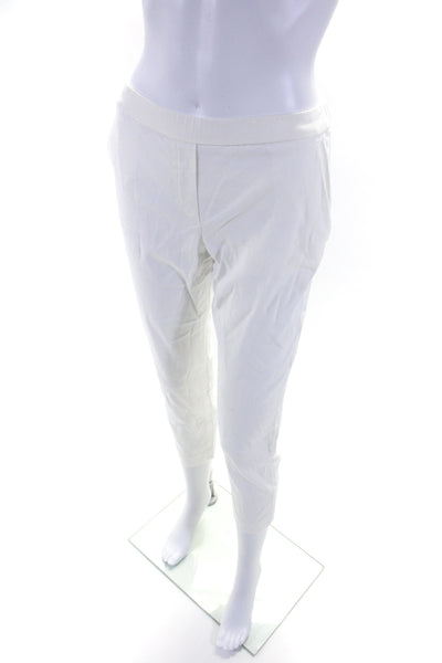 Theory Womens Linen Elastic Waist Slip-On Tapered Dress Pants White Size 00