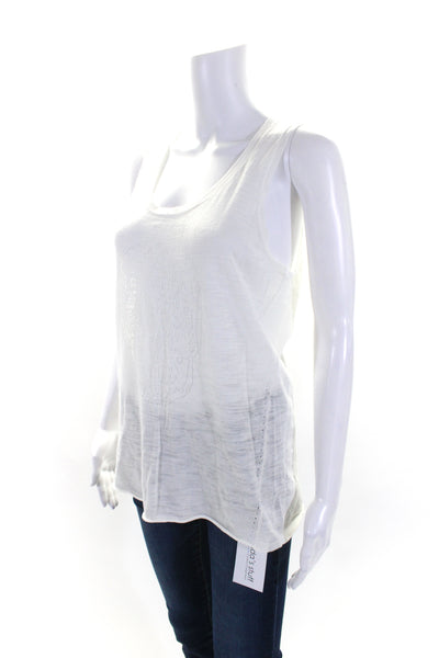 Skull Cashmere Womens Scoop Neck Shell Sweater White Cotton Size Medium