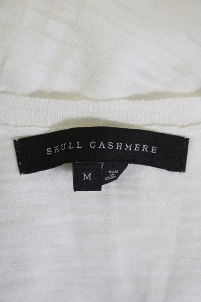 Skull Cashmere Womens Scoop Neck Shell Sweater White Cotton Size Medium