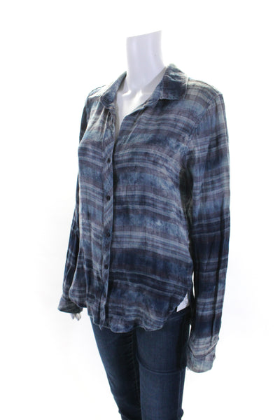 Bella Dahl Womens Plaid Long Sleeves Button Down Shirt Blue Red Cotton Size Smal