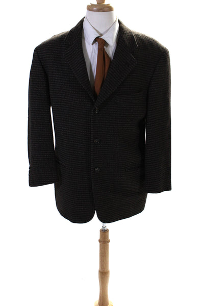 Boss Hugo Boss Mens Three Button Blazer Jacket Dark Brown Wool Size 46 Regular