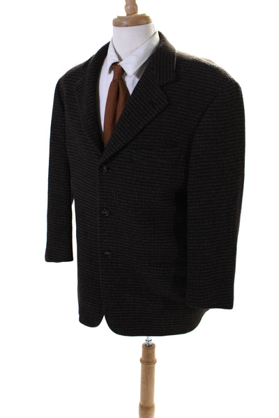 Boss Hugo Boss Mens Three Button Blazer Jacket Dark Brown Wool Size 46 Regular