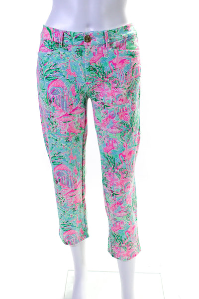 Lilly Pulitzer Women's Button Closure Straight Leg Ankle Pant Multicolor Size 4