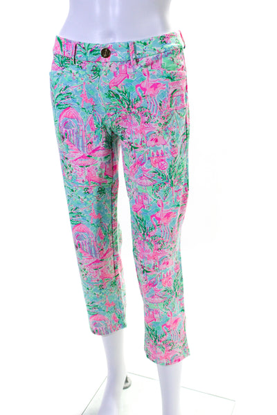 Lilly Pulitzer Women's Button Closure Straight Leg Ankle Pant Multicolor Size 4