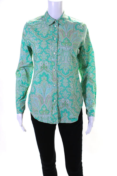 J Crew Collection Women's Collared Long Sleeves Button Down Paisley Shirt Size 0