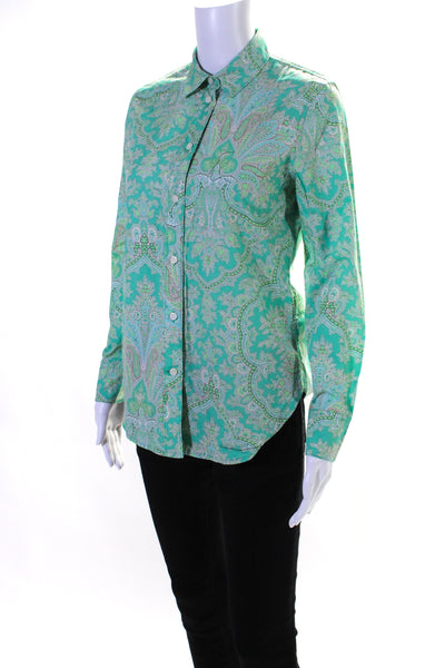 J Crew Collection Women's Collared Long Sleeves Button Down Paisley Shirt Size 0