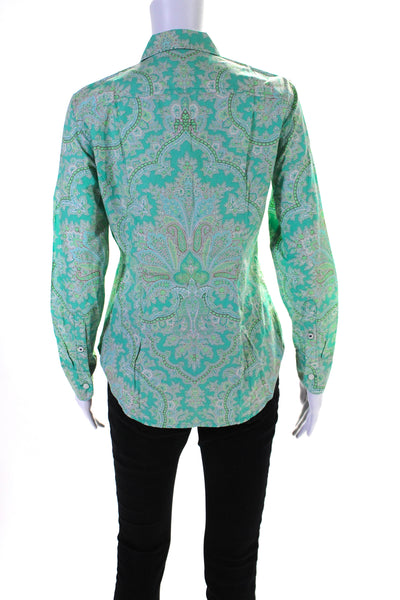 J Crew Collection Women's Collared Long Sleeves Button Down Paisley Shirt Size 0