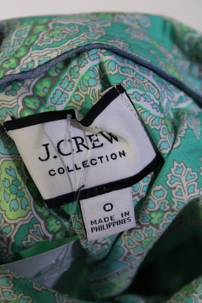 J Crew Collection Women's Collared Long Sleeves Button Down Paisley Shirt Size 0