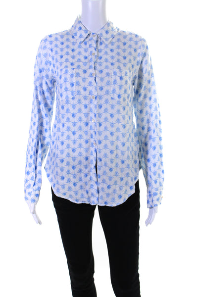 Lilly Pulitzer Women's Collared Long Sleeves Button Down Shirt Blue Size XS