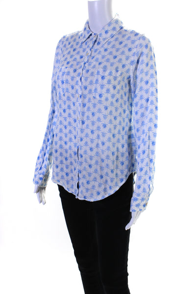 Lilly Pulitzer Women's Collared Long Sleeves Button Down Shirt Blue Size XS