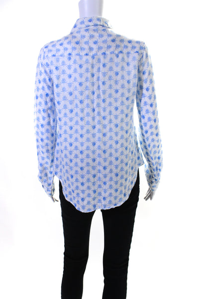 Lilly Pulitzer Women's Collared Long Sleeves Button Down Shirt Blue Size XS