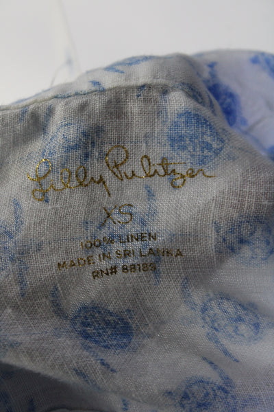 Lilly Pulitzer Women's Collared Long Sleeves Button Down Shirt Blue Size XS