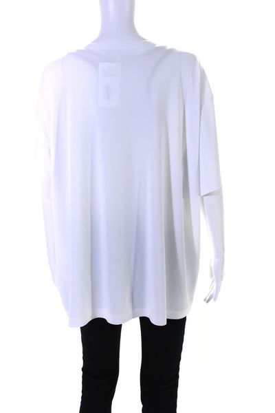 Norma Kamali Womens Solid White Scoop Neck Short Sleeve Tee Top Size XL