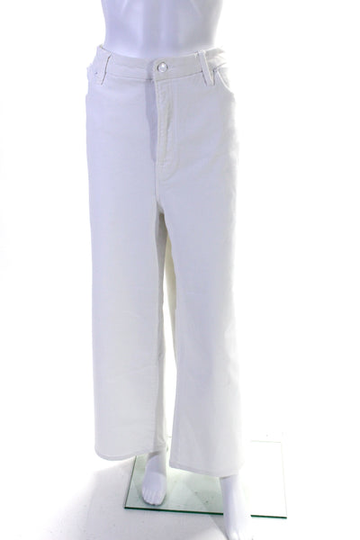 Good American Womens Solid White Cotton High Rise Wide Leg Denim Jeans Size 22